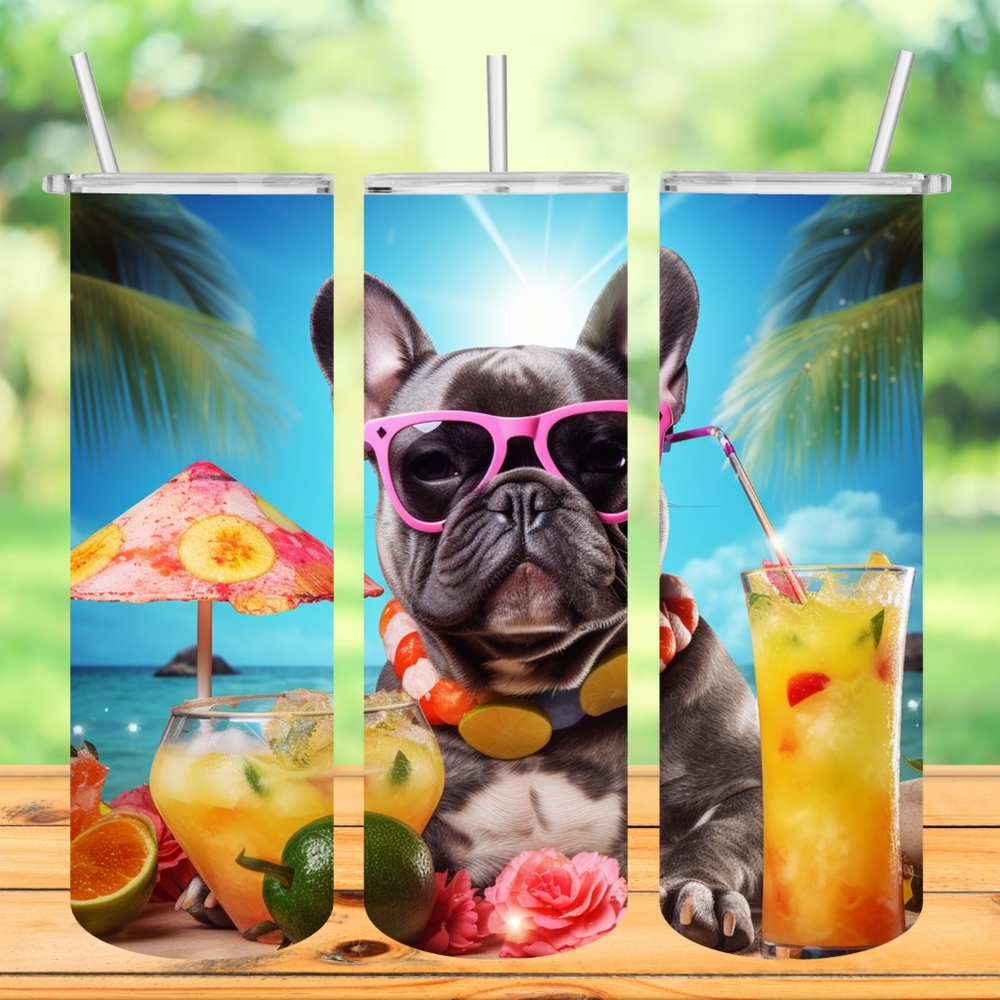 Frenchie Summer Party 20oz Travel Tumbler